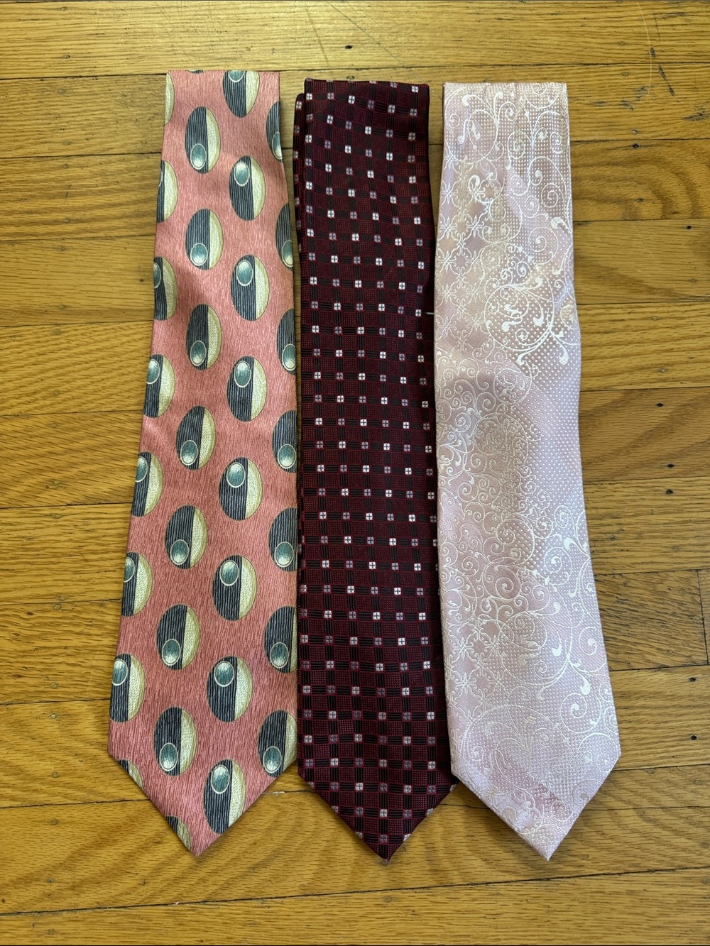 Men's Pink and Burgundy Silk Tie Set - Classic Neckties